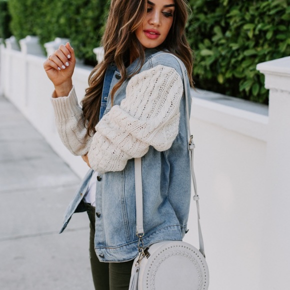 Portman Contrast Cable Knit Denim Jacket - Picture 2 of 3